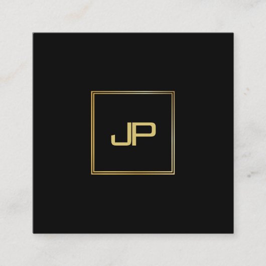 Carte De Visite Carré Elégant Monogramme Or Luxuriant Modèle moderne (Devant)