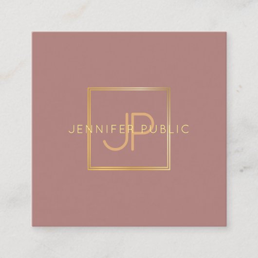 Carte De Visite Carré Elégant Monogramme Or Modèle moderne tendance (Devant)