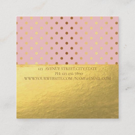 Carte De Visite Carré Elégant Monogramme Or Moderne, Dots (Dos)