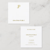 Carte De Visite Carré Élégant Monogramme Or Moderne Lisse Plain Luxe (Devant / Derrière)