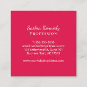 Carte De Visite Carré Élégant Monogramme professionnel Cherry Red Script (Dos)