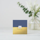 Carte De Visite Carré Élégant Monogramme Professionnel Or (Debout devant)