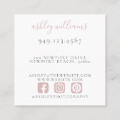 Carte De Visite Carré Élégant Monogramme rose Floral Crest Professionnel (Dos)