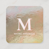 Carte De Visite Carré Élégant Monogramme rose Or Faux Broyé Moderne (Devant)