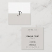 Carte De Visite Carré Élégant Monogramme Tendance initiale Couleurs Prof (Devant / Derrière)