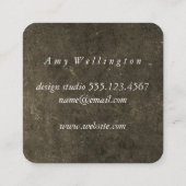 Carte De Visite Carré Élégant Monogramme Texture (Dos)