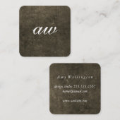 Carte De Visite Carré Élégant Monogramme Texture (Devant / Derrière)