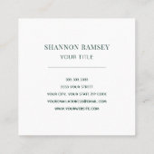 Carte De Visite Carré Élégant Monogramme vert émeraude (Dos)