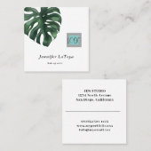 Carte De Visite Carré Elegant Monstera Logo  (Devant / Derrière)