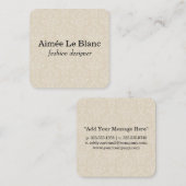 Carte De Visite Carré Élégant motif Damas (crème) (Devant / Derrière)
