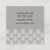 Carte De Visite Carré Elégant motif Damas / rose (Dos)