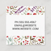 Carte De Visite Carré Élégant Motif de finition à fleurs (Dos)