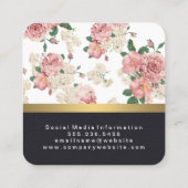 Carte De Visite Carré Elégant motif floral cuir finition or (Dos)