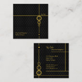 Carte De Visite Carré Élégant Motif noir professionnel (Devant / Derrière)