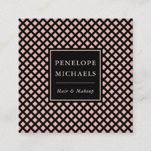 Carte De Visite Carré Élégant Motif Trellis noir et Rose