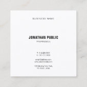 Carte De Visite Carré Elégant noir blanc simple plaine professionnel lux (Dos)