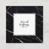 Carte De Visite Carré Elégant noir et blanc Qr Code Marbre Abstrait (Devant)