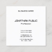 Carte De Visite Carré Élégant Noir Et Blanc Simple Modèle moderne (Dos)