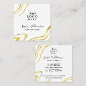 Carte De Visite Carré Élégant Or Blanc Votre Logo (Devant / Derrière)