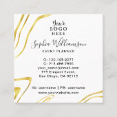 Carte De Visite Carré Élégant Or Blanc Votre Logo (Dos)