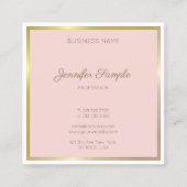 Carte De Visite Carré Elégant or bleu rose Police Texte Script Luxe (Dos)