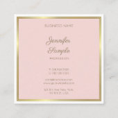 Carte De Visite Carré Élégant or Blush rose Calligraphie Script de luxe (Dos)