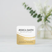 Carte De Visite Carré Élégant Or Brossé Moderne (Debout devant)