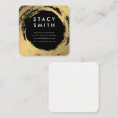 Carte De Visite Carré Élégant or brossé noir Arrière - plan (Devant / Derrière)