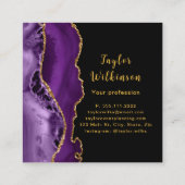 Carte De Visite Carré Élégant Or et Agate pourpre foncé (Dos)