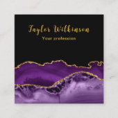 Carte De Visite Carré Élégant Or et Agate pourpre foncé (Devant)