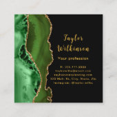 Carte De Visite Carré Élégant Or et Porte Vert foncé (Dos)