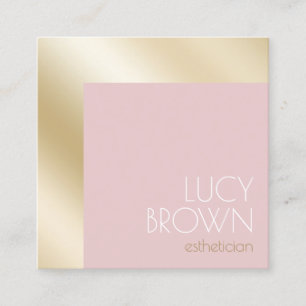 Carte De Visite Carré Elégant or moderne et rose esthéticien