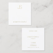 Carte De Visite Carré Élégant Or Monogramme Moderne Sleek Plain Luxe (Devant / Derrière)