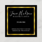 Carte De Visite Carré Élégant Or Noir Minimaliste Modifiable 2,5x2,5 Car (Dos)