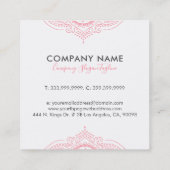 Carte De Visite Carré Elégant Paisley Pink Mandala (Dos)