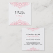Carte De Visite Carré Elégant Paisley Pink Mandala (Devant / Derrière)