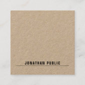 Carte De Visite Carré Élégant papier Kraft réel Simple moderne minimalis (Devant)