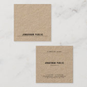 Carte De Visite Carré Élégant papier Kraft réel Simple moderne minimalis (Devant / Derrière)