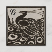 Carte De Visite Carré ÉLÉGANT PAPILLON MONOGRAMME NOIR BLANC Papier Gris (Dos)