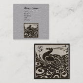 Carte De Visite Carré ÉLÉGANT PAPILLON MONOGRAMME NOIR BLANC Papier Gris (Devant / Derrière)