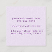Carte De Visite Carré Élégant Pastel Chic Purple Lilac (Dos)