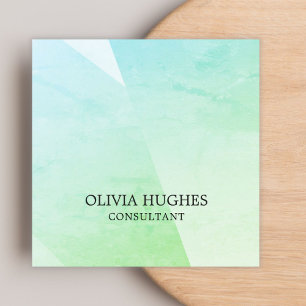 Carte De Visite Carré Elégant Pastel Green Geometry Consultant