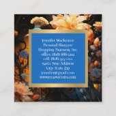 Carte De Visite Carré Elégant Peacock Or Bleu (Dos)