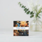 Carte De Visite Carré Elégant Peacock Or Bleu (Debout devant)