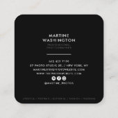 Carte De Visite Carré Élégant photographe de la frontière noire moderne  (Dos)