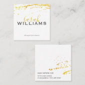 Carte De Visite Carré Elégant professionnel Cursive / Gold Splatter (Devant / Derrière)