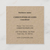 Carte De Visite Carré Élégant professionnel minimal Kraft Monogramme noi (Dos)