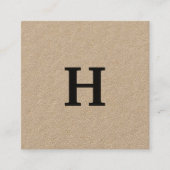 Carte De Visite Carré Élégant professionnel minimal Kraft Monogramme noi (Devant)