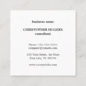 Carte De Visite Carré Élégant professionnel minimal noir blanc monogramm (Dos)