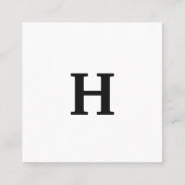 Carte De Visite Carré Élégant professionnel minimal noir blanc monogramm (Devant)